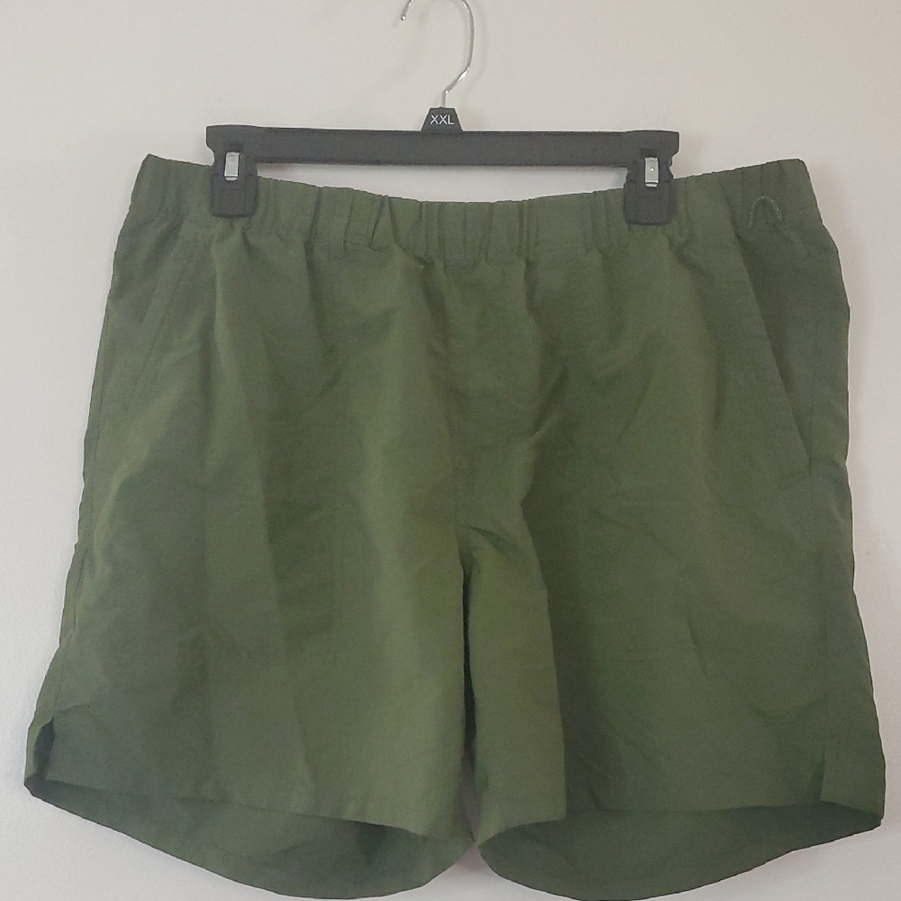 REI Co-Op Mens Green Nylon 7' Shorts Pull-On Elastic Waist Size Lg Outdoors Hike